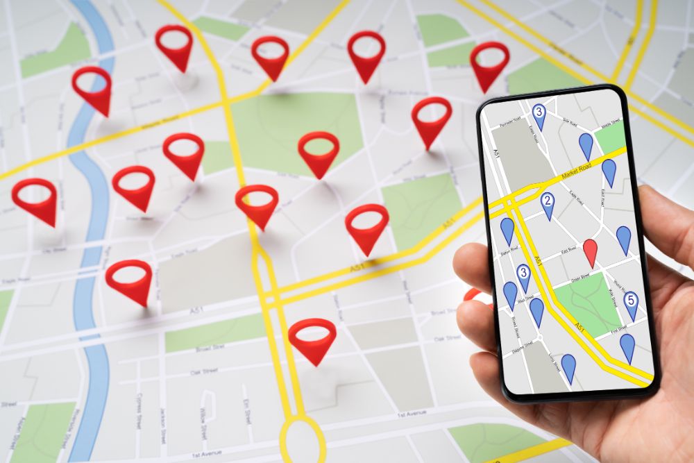 Google local SEO map and location pins
